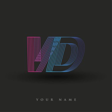 İlk harf logosu VD renkli mavi ve morumsu çizgili bileşim, Vector logo tasarım şablonu elemanları iş veya şirket kimliğiniz için.
