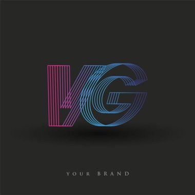 İlk harf logosu VG renkli mavi ve morumsu çizgili kompozisyon, Vector logo şablonu elemanları iş veya şirket kimliğiniz için.