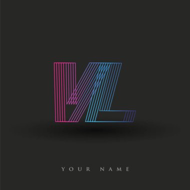 İlk harf logosu VL renkli mavi ve morumsu çizgili kompozisyon, şirket veya şirket kimliğiniz için vektör logo şablonu unsurları.