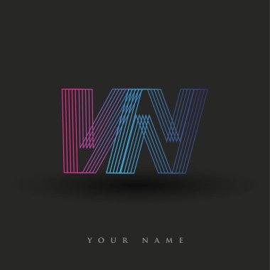İlk harf logosu VN renkli mavi ve morumsu çizgili bileşim, Vector logo tasarım şablonu elemanları iş veya şirket kimliğiniz için.