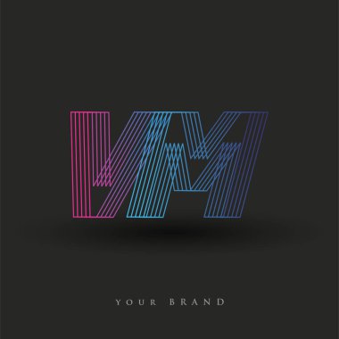 İlk harf logosu VM renkli mavi ve morumsu çizgili kompozisyon, Vector logo tasarım şablonu elemanları iş veya şirket kimliğiniz için.