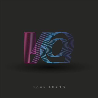 İlk harf logosu VQ renkli mavi ve morumsu çizgili kompozisyon, şirket veya şirket kimliğiniz için vektör logo tasarım şablonu unsurları.
