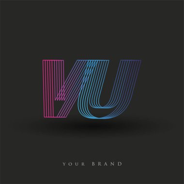 İlk harf logosu VU renkli mavi ve morumsu çizgili kompozisyon, Vector logo tasarım şablonu elemanları iş veya şirket kimliğiniz için.