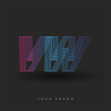 İlk harf logosu VW renkli mavi ve morumsu çizgili kompozisyon, Vector logo tasarım şablonu elemanları iş veya şirket kimliğiniz için.