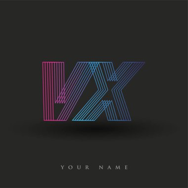 İlk harf logosu VX renkli mavi ve morumsu çizgili kompozisyon, Vector logo tasarım şablonu elemanları iş veya şirket kimliğiniz için.