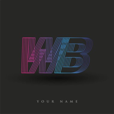 İlk harf logosu WB renklendirilmiş mavi ve morumsu çizgili bileşim, Vector logo tasarım şablonu elemanları iş veya şirket kimliğiniz için.