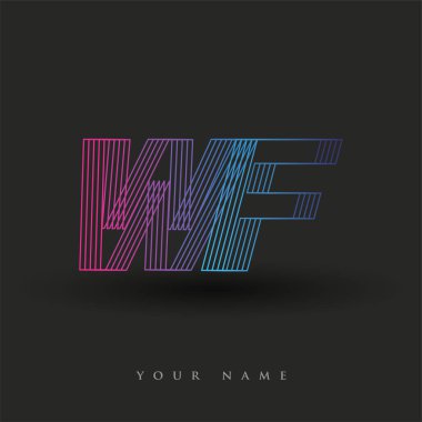 İlk harf logosu WF renkli mavi ve morumsu çizgili bileşim, Vector logo tasarım şablonu elemanları iş veya şirket kimliğiniz için.