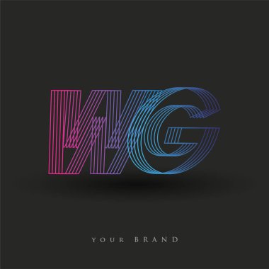 İlk harf logosu WG renkli mavi ve morumsu çizgili bileşim, Vector logo tasarım şablonu elemanları iş veya şirket kimliğiniz için.