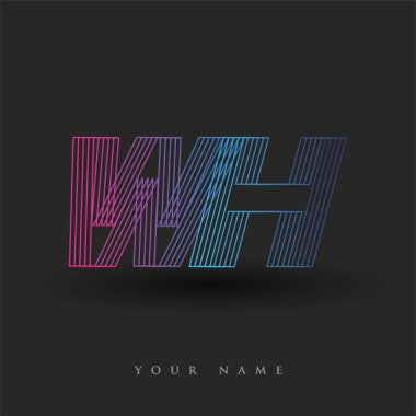 İlk harf logosu WH renkli mavi ve morumsu çizgili bileşim, Vector logo tasarım şablonu elemanları iş veya şirket kimliğiniz için.