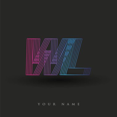 İlk harf logosu WL renklendirilmiş mavi ve morumsu çizgili bileşim, şirket veya şirket kimliğiniz için vektör logo şablonu unsurları.