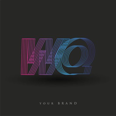 İlk harf logosu WQ renkli mavi ve morumsu çizgili bileşim, Vector logo şablonu elemanları iş veya şirket kimliğiniz için.