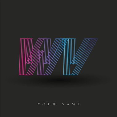 İlk harf logosu WV renkli mavi ve morumsu çizgili bileşim, Vector logo tasarım şablonu elemanları işletmeniz veya şirket kimliğiniz için.
