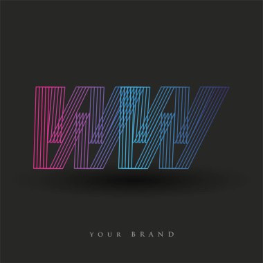 İlk harf logosu WW renklendirilmiş mavi ve morumsu çizgili bileşim, Vector logo tasarım şablonu elemanları iş veya şirket kimliğiniz için.