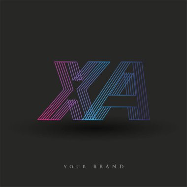 İlk harf logosu XA renkli mavi ve morumsu çizgili kompozisyon, Vector logo şablonu elemanları iş veya şirket kimliğiniz için.