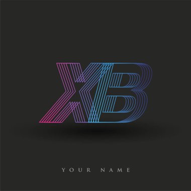 İlk harf logosu XB çizgili kompozisyonu olan mavi ve morumsu renkli XB, şirketiniz veya şirket kimliğiniz için vektör logo şablonu unsurları.