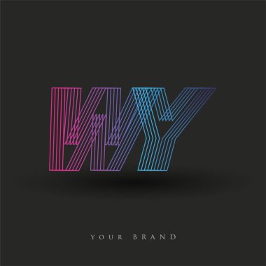 İlk harf logosu WY renkli mavi ve morumsu çizgili bileşim, Vector logo tasarım şablonu elemanları iş veya şirket kimliğiniz için.