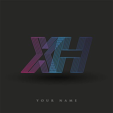 İlk harf logosu XH renkli mavi ve morumsu çizgili bileşim, Vector logo tasarım şablonu elemanları iş veya şirket kimliğiniz için.