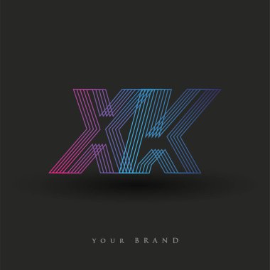 İlk harf logosu XK renkli mavi ve morumsu çizgili kompozisyon, Vector logo şablonu elemanları iş veya şirket kimliğiniz için.
