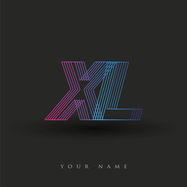 İlk harf logosu XL renkli mavi ve morumsu çizgili bileşim, Vector logo tasarım şablonu elemanları iş veya şirket kimliğiniz için.