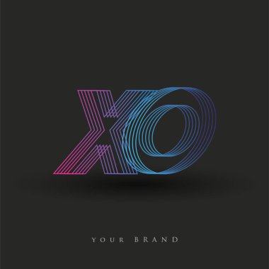 İlk harf logosu XO renkli mavi ve morumsu çizgili kompozisyon, Vector logo tasarım şablonu elemanları iş veya şirket kimliğiniz için.