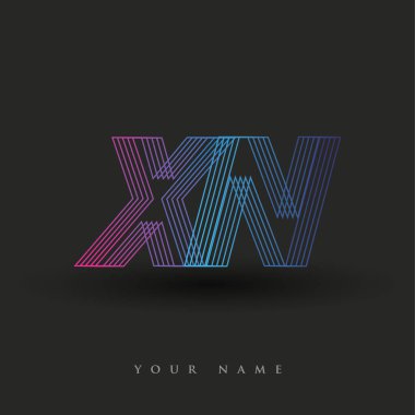 İlk harf logosu XN renkli mavi ve morumsu çizgili bileşim, Vector logo tasarım şablonu elemanları iş veya şirket kimliğiniz için.