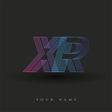 İlk harf logosu XR renkli mavi ve morumsu çizgili kompozisyon, Vector logo tasarım şablonu elemanları iş veya şirket kimliğiniz için.