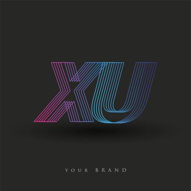 İlk harf logosu XU renkli mavi ve morumsu çizgili kompozisyon, Vector logo şablonu elemanları iş veya şirket kimliğiniz için.