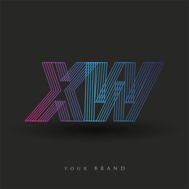 İlk harf logosu XW renkli mavi ve morumsu çizgili kompozisyon, Vector logo şablonu elemanları iş veya şirket kimliğiniz için.