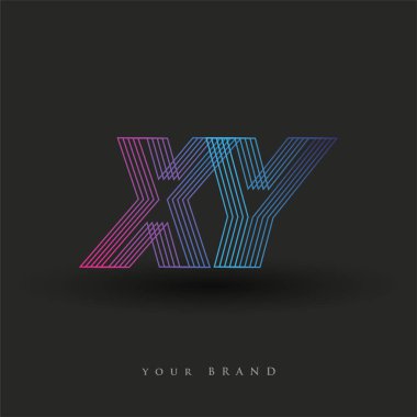 İlk harf logosu XY renkli mavi ve morumsu çizgili kompozisyon, Vector logo şablonu elemanları iş veya şirket kimliğiniz için.