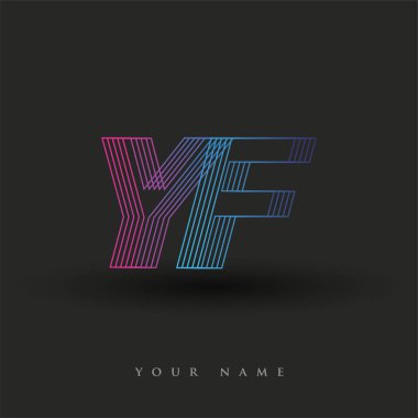İlk harf logosu YF mavi ve morumsu çizgili kompozisyon, Vector logo şablonu elemanları iş veya şirket kimliğiniz için.