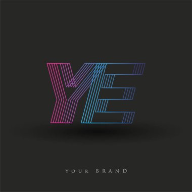 İlk harf logosu YE renkli mavi ve morumsu çizgili kompozisyon, şirket veya şirket kimliğiniz için vektör logo şablonu unsurları.