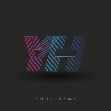 İlk harf logosu YH renklendirilmiş mavi ve morumsu çizgili bileşim, Vector logo tasarım şablonu elemanları iş veya şirket kimliğiniz için.
