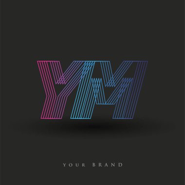 İlk harf logosu YM mavi ve morumsu çizgili kompozisyon, Vector logo şablonu elemanları iş veya şirket kimliğiniz için.