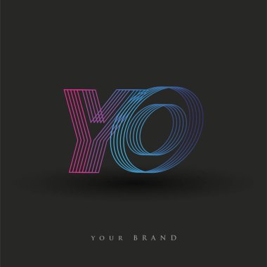 İlk harf logosu YO renkli mavi ve morumsu çizgili kompozisyon, şirket veya şirket kimliğiniz için vektör logo tasarım şablonu unsurları.