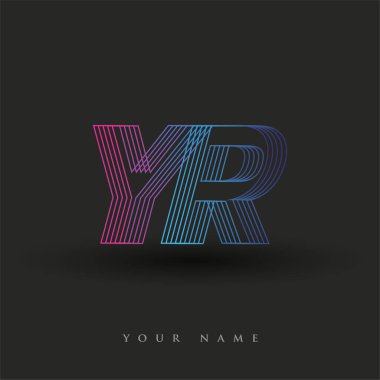 İlk harf logosu YR renkli mavi ve morumsu çizgili kompozisyon, Vector logo tasarım şablonu elemanları iş veya şirket kimliğiniz için.