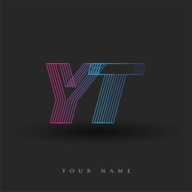 İlk harf logosu YT renkli mavi ve morumsu çizgili kompozisyon, Vector logo şablonu elemanları iş veya şirket kimliğiniz için.