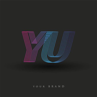 İlk harf logosu YU renkli mavi ve morumsu çizgili bileşim, Vector logo tasarım şablonu elemanları iş veya şirket kimliğiniz için.