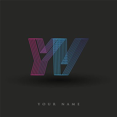 İlk harf logosu YV renkli mavi ve morumsu çizgili kompozisyon, Vector logo şablonu elemanları iş veya şirket kimliğiniz için.