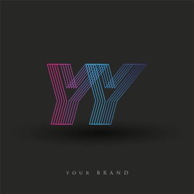 İlk harf logosu YY renkli mavi ve morumsu çizgili bileşim, Vector logo tasarım şablonu elemanları iş veya şirket kimliğiniz için.