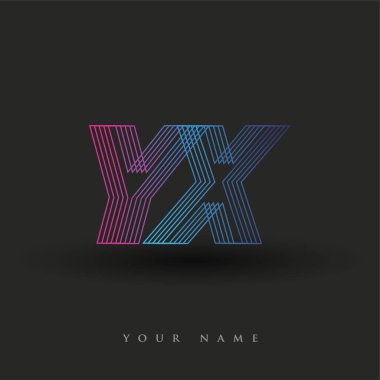 İlk harf logosu YX renkli mavi ve morumsu çizgili bileşim, Vector logo tasarım şablonu elemanları iş veya şirket kimliğiniz için.