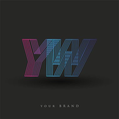 İlk harf logosu YW renkli mavi ve morumsu çizgili kompozisyon, Vector logo tasarım şablonu elemanları iş veya şirket kimliğiniz için.