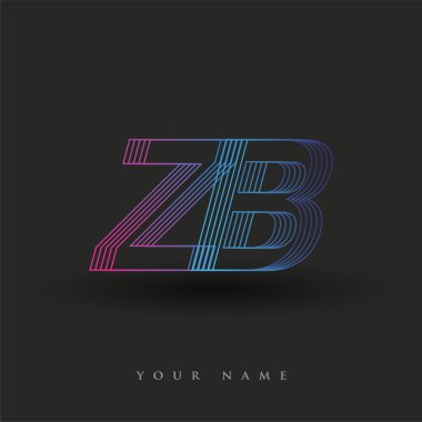 İlk harf logosu ZB çizgili kompozisyonu olan mavi ve morumsu renkte mavi logo, şirket veya şirket kimliğiniz için vektör logo şablonu unsurları.