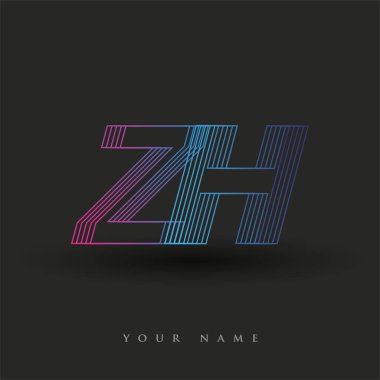 İlk harf logosu ZH renkli mavi ve morumsu çizgili kompozisyon, Vector logo şablonu elemanları iş veya şirket kimliğiniz için.