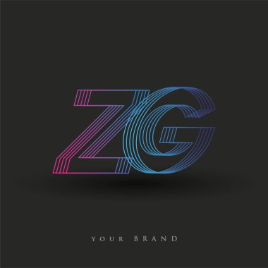İlk harf logosu ZG renkli mavi ve morumsu çizgili kompozisyon, şirket veya şirket kimliğiniz için vektör logo şablonu unsurları.