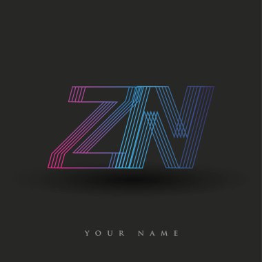 İlk harf logosu ZN renkli mavi ve morumsu çizgili kompozisyon, şirket veya şirket kimliğiniz için vektör logo şablonu unsurları.