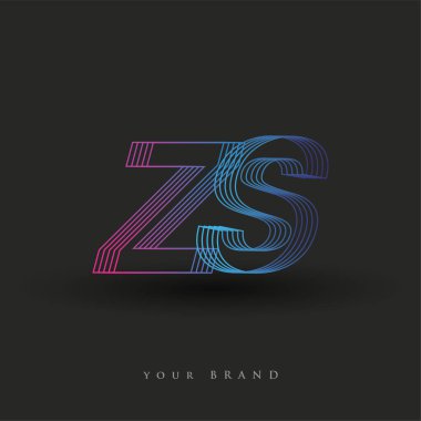 İlk harf ZS logosu çizgili kompozisyona sahip mavi ve morumsu renkli, şirket veya şirket kimliğiniz için vektör logosu şablon elemanları.