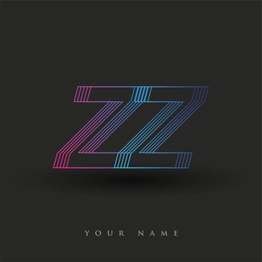 İlk harf logosu ZZ renkli mavi ve morumsu çizgili kompozisyon, şirket veya şirket kimliğiniz için vektör logosu şablon unsurları.