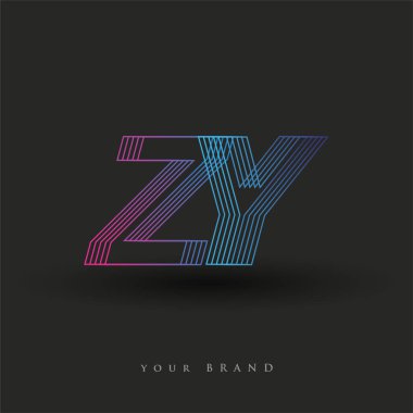 İlk harf logosu ZY renkli mavi ve morumsu çizgili kompozisyon, şirket veya şirket kimliğiniz için vektör logo şablonu unsurları.