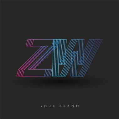 İlk harf logosu ZW çizgili kompozisyonu olan mavi ve morumsu renkli ZW, şirketiniz veya şirket kimliğiniz için vektör logo şablonu unsurları.