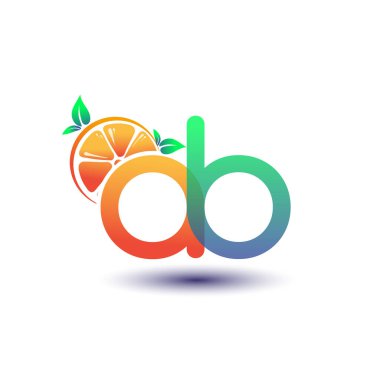 İlk harf AB logotype turuncu ve yeşil renk, taze meyve dükkanı için ilk logo veya taze meyve veya doğa ile ilgili herhangi bir şirket, vektör illüstrasyonu.